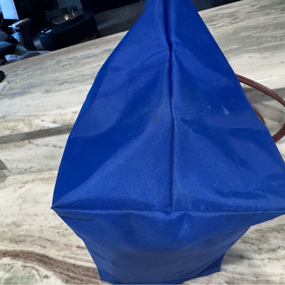 Longchamp Royal Blue Tote with Brown Leather Trim - Picture 12 of 13